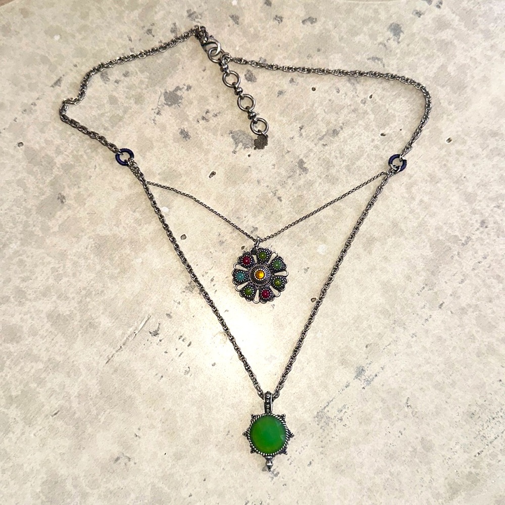 Lucky Brand Reversible Necklace Green Jewels